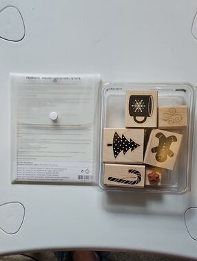 Stampin' Up! Wood Holiday Stamp Set - Natural Wood, Black Ink Designs